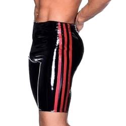 VIYOLI Sexy Herren-Boxershorts aus Latex, schwarz und seitliche Streifen, Gummi, fünf Hosen, Übergröße, XXXL, handgefertigt, schwarz und weiß, XXXL von VIYOLI