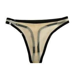 VIYOLI Sexy Naturlatex, klar, transparent und schwarz, Damen-Slip, Gummi-Tanga, XXXL, handgefertigte Unterwäsche mit T-Rücken, klar und schwarz, L von VIYOLI