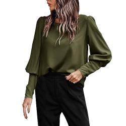 VJGOAL Langarmshirts Für Damen Angebote Sweatshirt Damen Ohne Kapuze Damen-Oberteile einfarbige Bluse mit Knopfleiste hinten Damen-Oberteile elegant lässig Damen Langarmshirt von VJGOAL