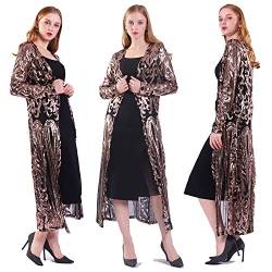 Damen Pailletten Cardigan Sommer Cover Up Kleid Glitzer Glitzer Open Front Mantel Kleider Staubwedel für Abend Abschlussball, Schwarz, 4X-Large von VJJ AIDEAR