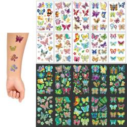 10 Blätter Tattoos Mädchen, Kinder Leuchtende Tattoos Sticker, Glitzer Tattoo Set, Temporäre Tattoos, Glitzertattoos Mitgebsel Kindergeburtstag von VJUYSW