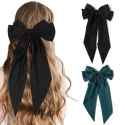 2 Stück Schleifen-Haarspange, Haarschleifen für Frauen, Große Schleife, Haarnadel, Französische Haarspangen mit Langem Band, Einfarbige Haarspangenklammern, für Frauen und Mädchen von VJUYSW