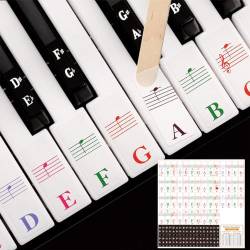 Klaviertastatur-Aufkleber für 88/61/54/49/37 Tasten, bunte große Klaviertasten-Aufkleber mit großen Buchstaben, abnehmbare Klaviertastatur-Notenaufkleber-Etiketten, für Kinder-Anfänger von VJUYSW