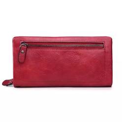 Damen Geldbörse Brieftasche Frauen Lange Vintage Große Kapazität Multifunktionale Zipper Geld Clip Kupplung Geldbörse Weibliche Geldbörse mit Großem Fassungsvermögen ( Color : Red , Size : 20x10x4cm ) von VKEID