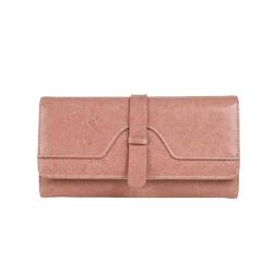 Damen Geldbörse Damen-Geldbörse, Münztasche, Handtasche, mehrere Kartentaschen, lange dreifach gefaltete Tasche, RFID-Anti-Diebstahl-Bürste Geldbörse mit Großem Fassungsvermögen ( Color : Pink , Size von VKEID