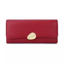 Damen Geldbörse Einfache lange Brieftasche aus weichem Leder for Damen, große Kapazität, faltbare Clutch-Tasche, Geldbörse, Geldklammer Geldbörse mit Großem Fassungsvermögen ( Color : Red , Size : 19. von VKEID