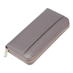 Damen Geldbörse Lange Damen-Geldbörse, RFID-Anti-Diebstahl-Leder, Organ-Leder, Kartenhalter, mehrere Kartenpositionen, Münz-Clutch Geldbörse mit Großem Fassungsvermögen ( Color : Gray , Size : 20x10x3 von VKEID