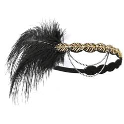 Fascinator Hüte für Frauen Abschlussball-Party-Zubehör, Kopfschmuck, Damen-Haarbänder, Feder-Haarbänder, Haarbänder (Color : 1, Size : One size) von VKEID