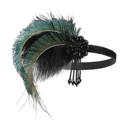 Fascinator Hüte für Frauen Abschlussball-Party-Zubehör, Kopfschmuck, Damen-Haarbänder, Feder-Haarbänder, Haarbänder (Color : 3, Size : One size) von VKEID