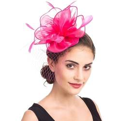 Fascinator Hüte für Frauen Eleganter Mesh-Schleier-Kopfschmuck for Bühnenauftritte, Partys, Organza-Haarspangen-Kopfschmuck (Color : Rose, Size : One size) von VKEID