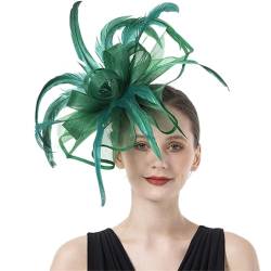 Fascinator Hüte für Frauen Netz-Kopfschmuck, Netz-Kopfschmuck, Feder-Haarschmuck, Abschlussball-Hüte, Haarspangen, Braut-Haarbänder (Color : 2, Size : One size) von VKEID