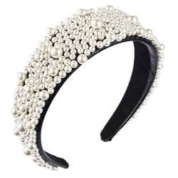 Strass Stirnbänder Barockes, handgefertigtes, mit Nieten besetztes Perlen-Stirnband, Kopfschmuck, breites seitliches Haarband, Haarschmuck for Damen Haarschmuck (Color : C, Size : One size) von VKEID