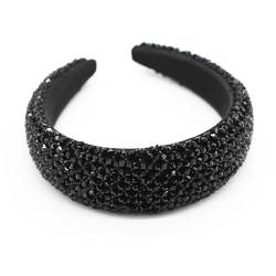 Strass Stirnbänder Damen-Haarbänder mit breitem Rand, Kristallperlen, Haarkarten, Streetwear, Schwamm, handgefertigte Kopfbedeckung Haarschmuck (Color : B, Size : One size) von VKEID