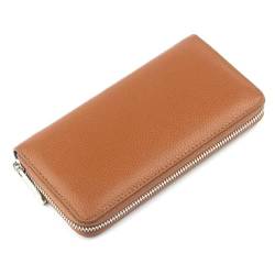 VKEID Damen Geldbörse Damen-Geldbörse aus Leder, Lange Geldbörse, modisches Leder, Damen-Clutch-Geldbörse, Geldklammer Geldbörse mit Großem Fassungsvermögen (Color : Brown, Size : 20x9x2.5cm) von VKEID