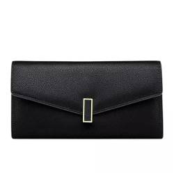 VKEID Damen Geldbörse Leder Brieftasche Frauen Lange Temperament Clutch Tasche Setzen Handy Große Kapazität Geld Clip Geldbörse mit Großem Fassungsvermögen (Color : Black, Size : 19.2x10x2.5cm) von VKEID