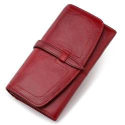 VKEID Damen Geldbörse Leder Brieftasche Frauen RFID Lange Zipper Retro Frauen Brieftasche Große Kapazität Mode Weibliche Tasche Geldbörse mit großem Fassungsvermögen von VKEID