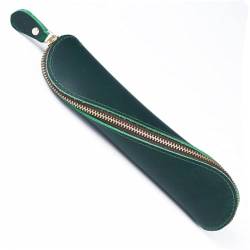 VKEID Federmäppchen aus Leder Vintage-Leder-Stiftetui, handgefertigt, Münzgeldbörse, Studenten-Stiftetui, Schreibwaren-Organizer-Tasche (Color : Dark Green, Size : 20x5cm) von VKEID