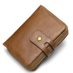 VKEID Geldbörsen Bifold Wallet Herren Mini Short Wallet Leder Kreditkarteninhaber Geldbörse Herren-Geldbörse (Color : Brown, Size : 9x12.5x4cm) von VKEID