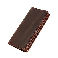 VKEID Geldbörsen Herren-Geldbörse, Crazy Horse-Leder, Business-Vintage-Geldbörse mit Mehreren Karten, Lange Geldbörse for Herren, lässige Clutch Herren-Geldbörse von VKEID