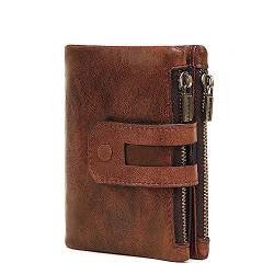 VKEID Geldbörsen Herren-Geldbörse aus Leder, lässig, doppelter Reißverschluss, Platz for mehrere Karten, Retro-Clutch-Geldbörse, Münzbörse Herren-Geldbörse (Color : Coffee, Size : 11.8x9.5x2.5cm) von VKEID