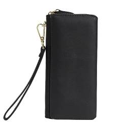 VKEID Herren Clutch Tasche Herren Geldbörse Business Vintage Leder Clutch Multi Kartenhalter Lange Geldbörse Handgelenkstasche für Männer (Color : Black, Size : 19.5x9.5x3.5cm) von VKEID