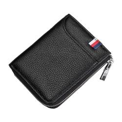 VKEID Kreditkartenhalter Brieftasche Kleine Geldbörse for Herren, multifunktionale Kurze Geldbörse, Kartenetui, Diebstahlschutz, Bürste, Führerscheinhalter (Color : Black, Size : 12x9.5x2cm) von VKEID