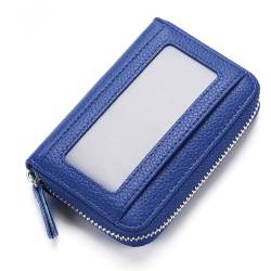 VKEID Kreditkartenhalter Brieftasche Leder-Organza-Kartenetui, Anti-Diebstahl-Bürste, RFID-Geldbörse for Herren, Multi-Kartenhalter (Color : Blue, Size : 12x8x2.5cm) von VKEID