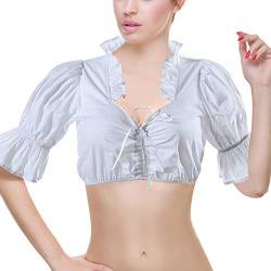 VKI® Oktoberfest Damen Outfit Baumwolle Dirndl bluse Weiß Elegante Trachten Bluse für das Bayerische Oktoberfest, M von VKI