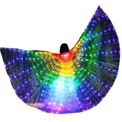 VKTY LED Lichter Bauchtanz Isis Flügel Mit Teleskopstab Bunte Schmetterlingsflügel Bauchtanz Flügel Tanzflügel Karneval Halloween Leuchtende Kostüme (65969993-2679-1535494321), mehrfarbig von VKTY