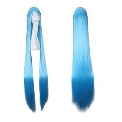 Ani150cm Straight Long sky blue cosplay wig Halloween Carnival Women Hair for Party 60" Synthetic Hair common Cosplay Wigs One Size long Straight wig 15 von VLEAP