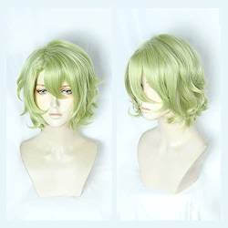 AniEve Tomoe Hiyori Cosplay CostuShort Matcha Curly Hair Wig Men Boys' Light Green Party Hair von VLEAP