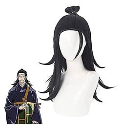 AniJujutsu Kaisen Getou Suguru Black Long Wig Cosplay CostuHeat Resistant Synthetic Hair Men Women Wigs von VLEAP