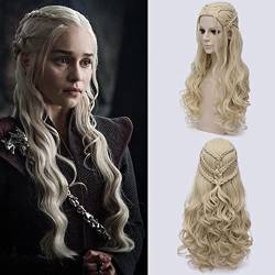 Daenerys Targaryen Cosplay-Perücke, Kunsthaar, lang, gewellt, für Mutter, Halloween, Party, Kostüm für Frauen, Blond von VLEAP