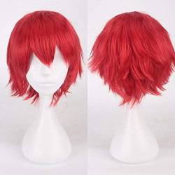 Halloween Anired burgundy cosplay wig for Men 30cm/11.81inches Heat Resistant red Synthetic Hair cosplay Wigs male common wig K049-08 von VLEAP