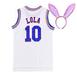 Herren Basketball Trikot Bugs #1 /Lola #10 Space Movie Sport Party Trikot Weiß S-XXXL, Lola#10, Mittel von VLEPO