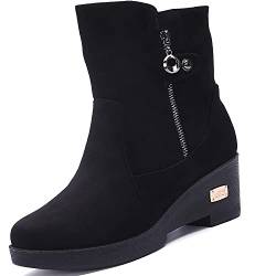 VLOOKST Damen Schneestiefel Keilabsatz Winter Warm Gefüttert Winterschuhe Rutschfest Winterstiefel Frauen Stiefeletten Schwarz Gr.41 von VLOOKST