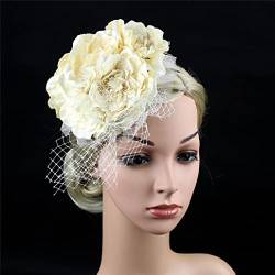Braut Blume Stirnband mit Schleier, Hochzeit Floral Fascinator Hut Künstliche Blume Haarband Kopfbedeckung Für Frauen Mädchen von VMAKBUWIS
