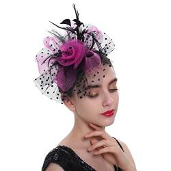 Damen Fascinators Feder Blume Kopfschmuck Hut Haar Stirnband Hochzeit Party Blume Stirnband Haarnadel Zubehör von VMAKBUWIS