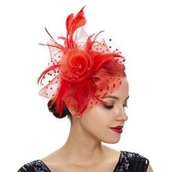 Damen Fascinators Feder Blume Kopfschmuck Hut Haar Stirnband Hochzeit Party Blume Stirnband Haarnadel Zubehör von VMAKBUWIS