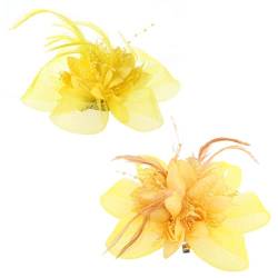 Fascinator / Haarschmuck für Damen, mit Blume, Federn, Perlen, Netz, Haarspangen von VMAKBUWIS