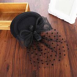 Faszinierende Haarspange Stirnband Hut Bowler Hut Feder Schleier Hochzeit Party Haarspange von VMAKBUWIS