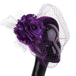 Mode Blau Headwear Für Braut Mesh Blume Fascinatoren Haar Zubehör Kopfschmuck Prinzessin Frauen Haarband von VMAKBUWIS