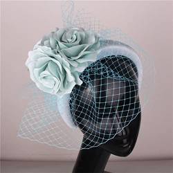 Mode Blau Headwear Für Braut Mesh Blume Fascinatoren Haar Zubehör Kopfschmuck Prinzessin Frauen Haarband von VMAKBUWIS