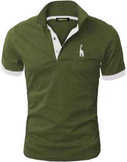 VMSUCIJ Poloshirt Herren Kurzarm,100% Baumwolle,Giraffe Stickerei,Bequeme und Atmungsaktive Polo Shirts Männer,Golf T-Shirt Casual Tops,Armeegrün 07,M von VMSUCIJ