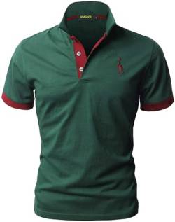 VMSUCIJ Poloshirt Herren Kurzarm,100% Baumwolle,Giraffe Stickerei,Bequeme und Atmungsaktive Polo Shirts Männer,Golf T-Shirt Casual Tops,Grün 07,M von VMSUCIJ