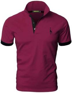 VMSUCIJ Poloshirt Herren Kurzarm,100% Baumwolle,Giraffe Stickerei,Bequeme und Atmungsaktive Polo Shirts Männer,Golf T-Shirt Casual Tops,Rot 07,XXL von VMSUCIJ