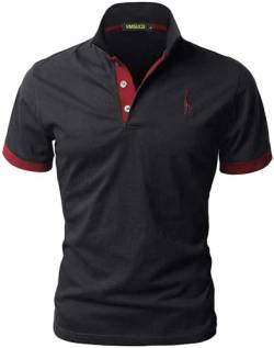 VMSUCIJ Poloshirt Herren Kurzarm,100% Baumwolle,Giraffe Stickerei,Bequeme und Atmungsaktive Polo Shirts Männer,Golf T-Shirt Casual Tops,Schwarz 07,L von VMSUCIJ