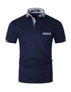 VMSUCIJ Poloshirt Herren Kurzarm Polohemd Baumwolle Basic Poloshirts Slim Fit Golf Sports Polohemd,Blau 24,L von VMSUCIJ