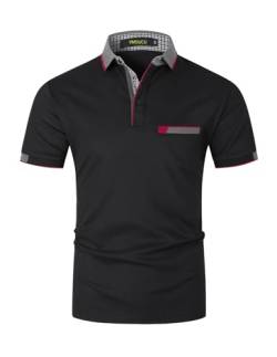 VMSUCIJ Poloshirt Herren Kurzarm Polohemd Baumwolle Basic Poloshirts Slim Fit Golf Sports Polohemd,Schwarz 24,L von VMSUCIJ