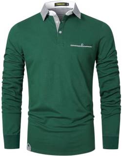 VMSUCIJ Poloshirt Herren Langarm,100% Baumwolle,atmungsaktiv und hautfreundlich,Slim Fit Golf Sports,Sportliches und Bequemes T-Shirt M-3XL,Grün 12,L von VMSUCIJ